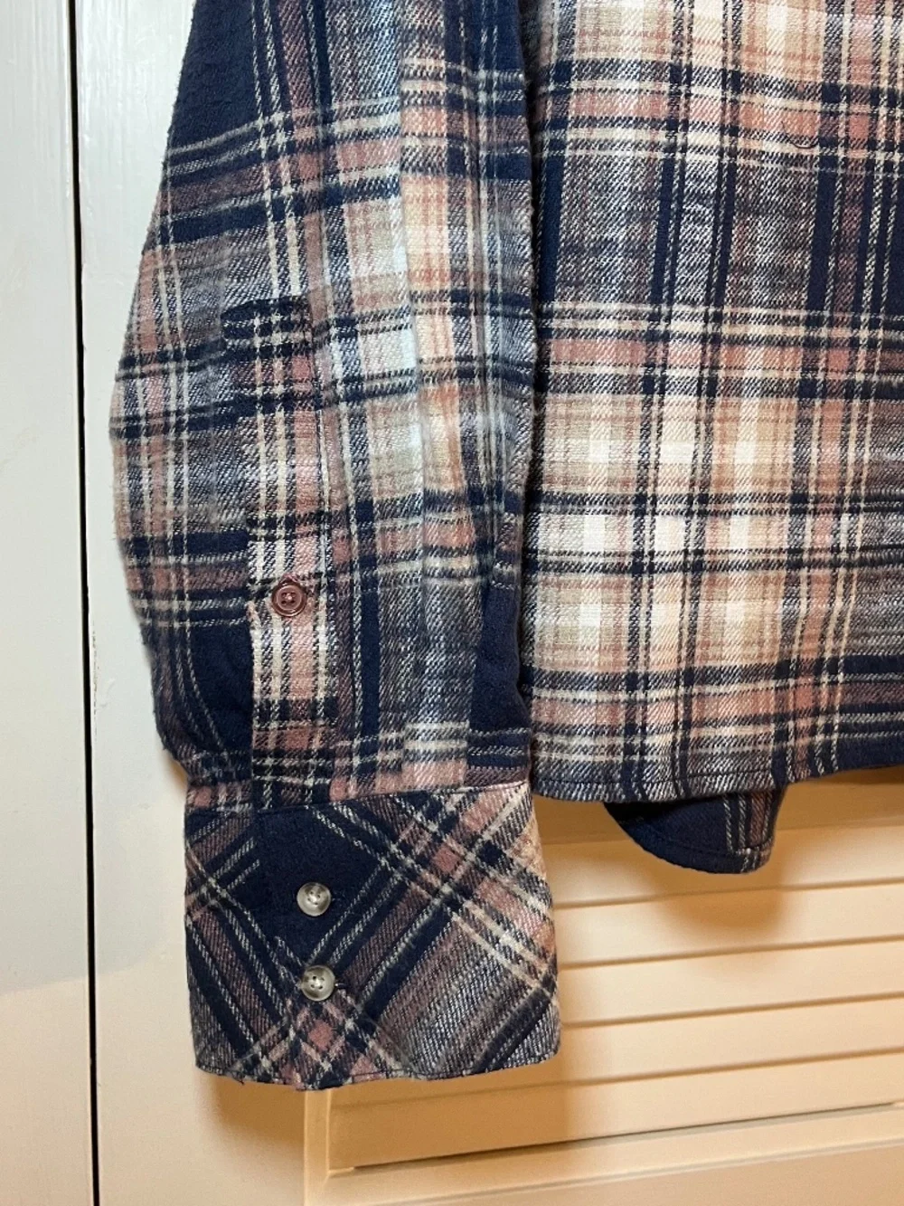 Scotch & Soda Navy Tan White Plaid Flannel Size Large